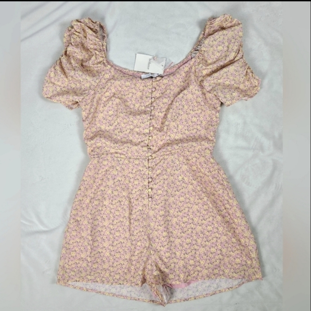 Lush Bardot Button Front Romper Size L NWT